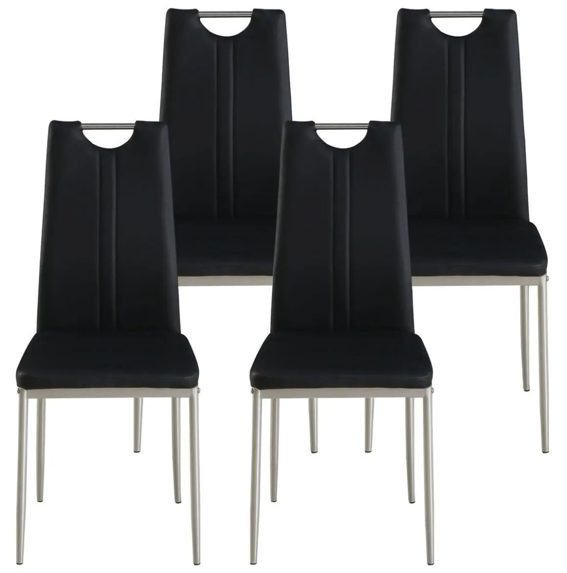 Esszimmerstuhl Leder IVO 4er Set schwarz