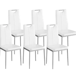 Esszimmerstuhl Leder IVO 6er Set weiss