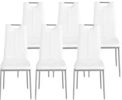 Esszimmerstuhl Leder IVO 6er Set weiss
