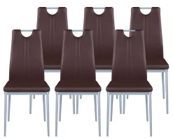 Esszimmerstuhl Leder IVO 6er Set braun