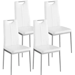 Esszimmerstuhl Leder IVO 4er Set weiss