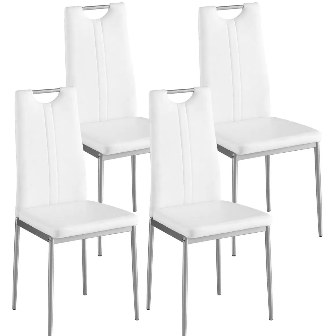 Esszimmerstuhl Leder IVO 4er Set weiss