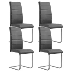Esszimmerstuhl Leder LEO 4er Set grau