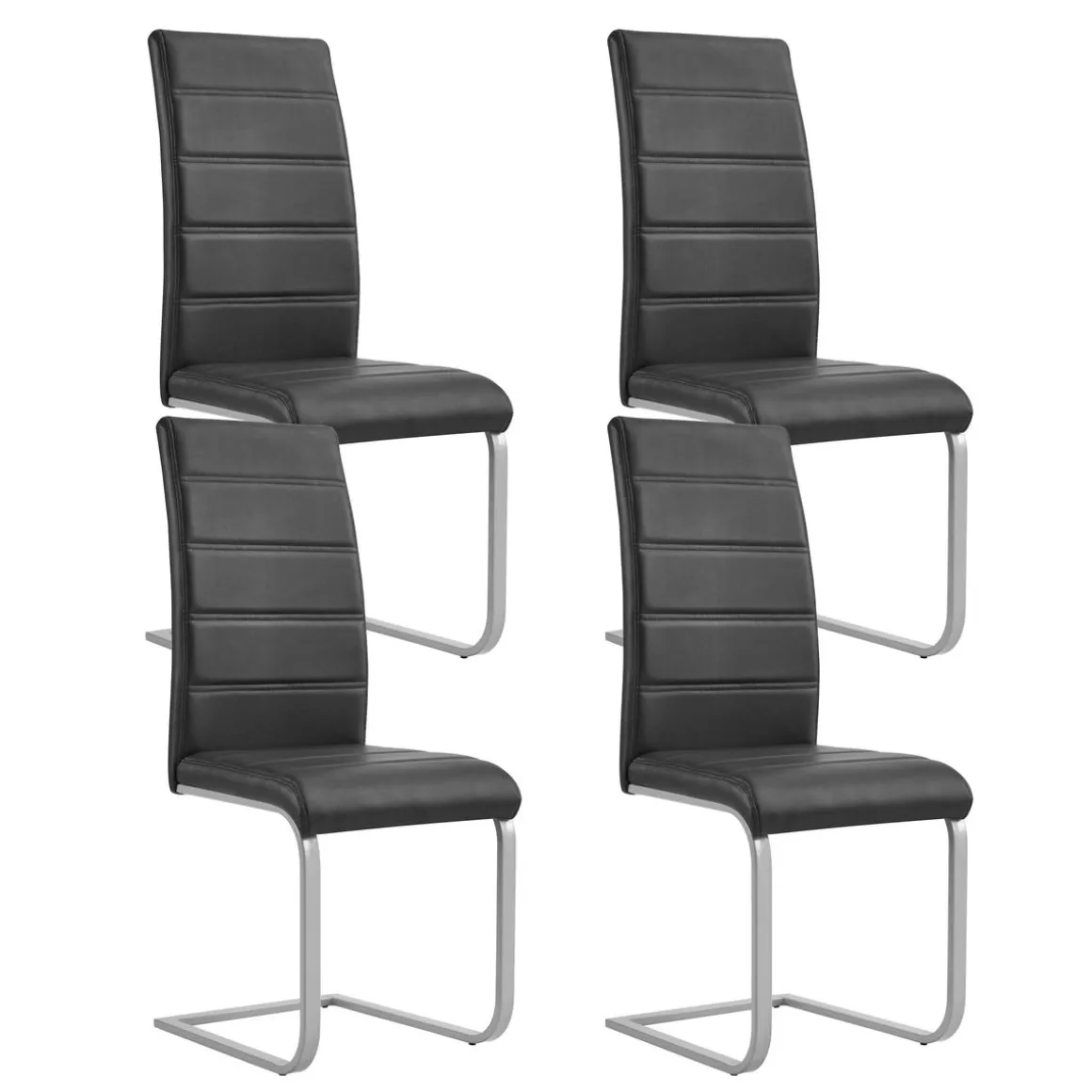 Esszimmerstuhl Leder LEO 4er Set schwarz