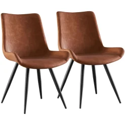 Esszimmerstuhl Leder LORENZ 2er Set braun