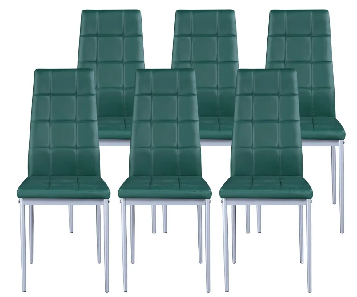 Esszimmerstuhl Leder MARC 6er Set grün