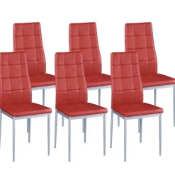 Esszimmerstuhl Leder MARC 6er Set rot