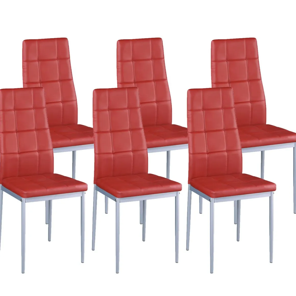 Esszimmerstuhl Leder MARC 6er Set rot