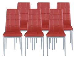 Esszimmerstuhl Leder MARC 6er Set rot