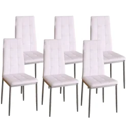 Esszimmerstuhl Leder MARC 6er Set weiss