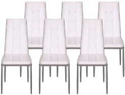 Esszimmerstuhl Leder MARC 6er Set weiss