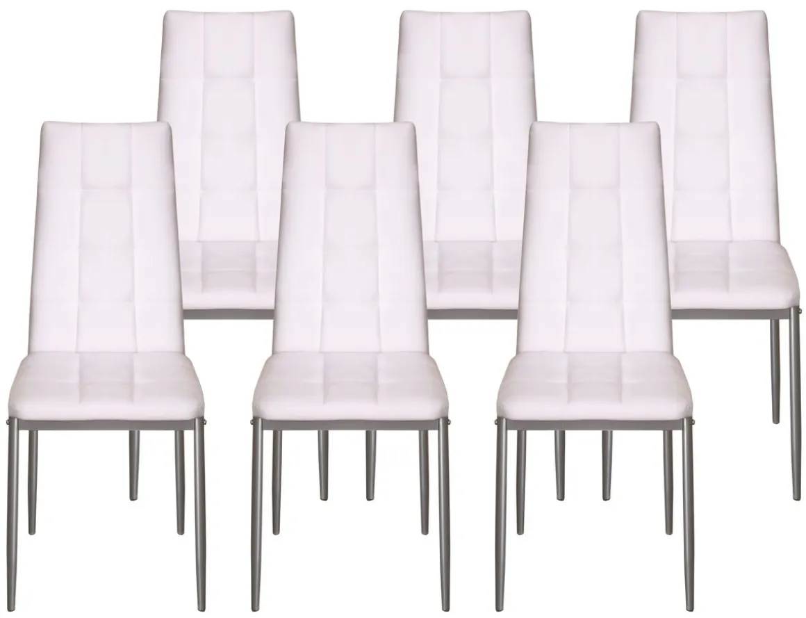Esszimmerstuhl Leder MARC 6er Set weiss