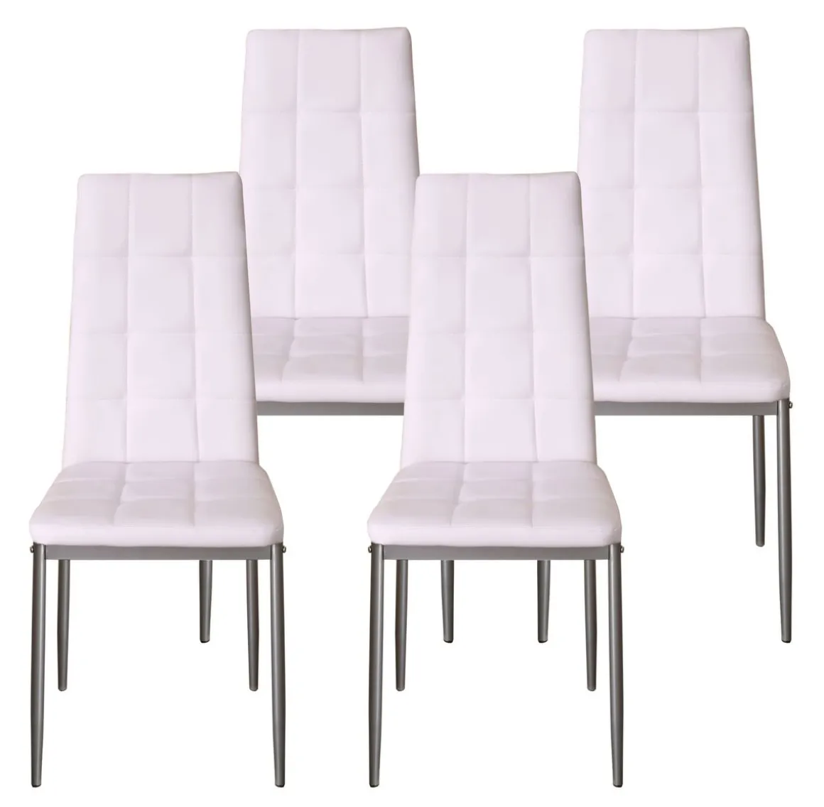 Esszimmerstuhl Leder MARC 4er Set weiss
