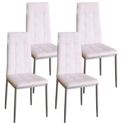 Esszimmerstuhl Leder MARC 4er Set weiss