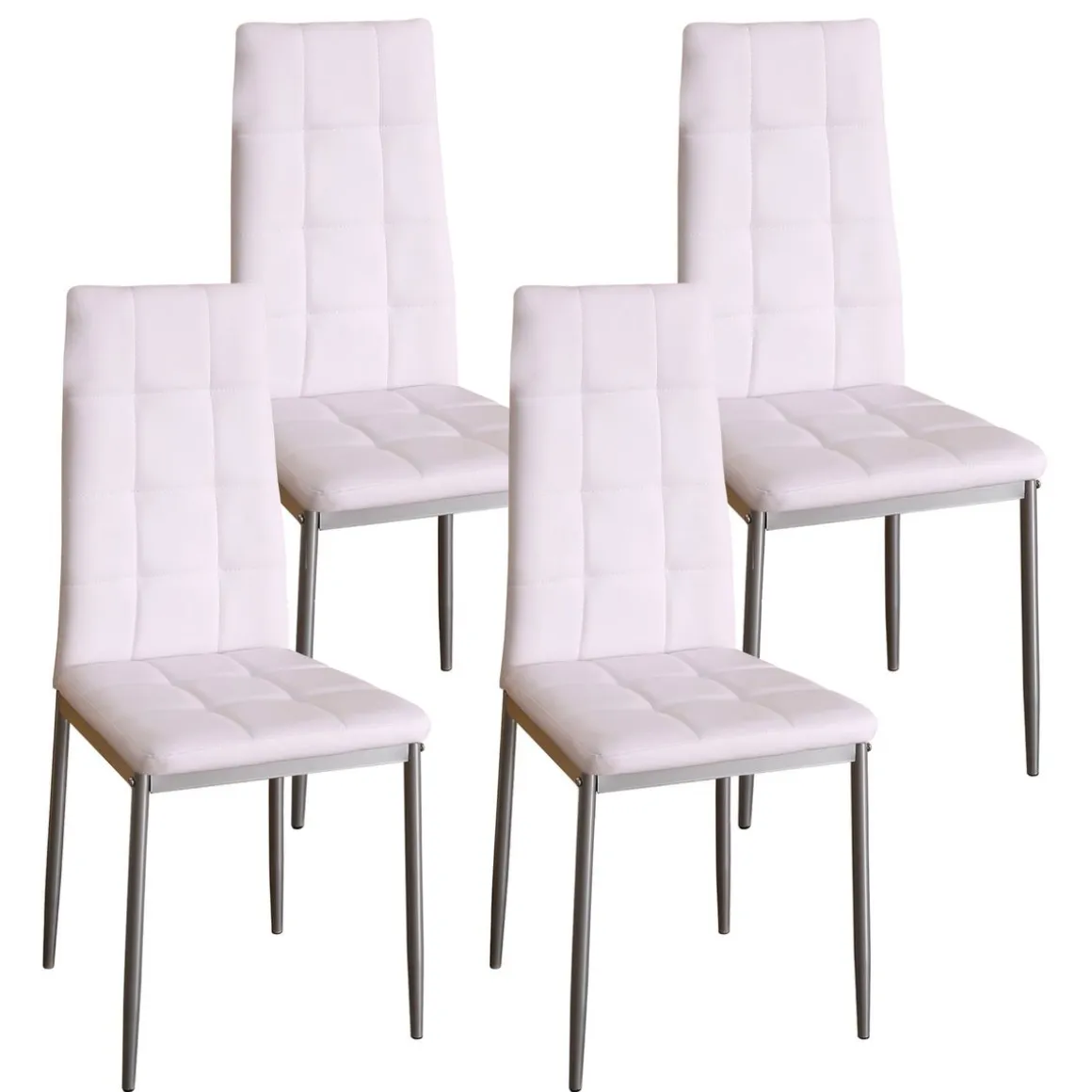 Esszimmerstuhl Leder MARC 4er Set weiss