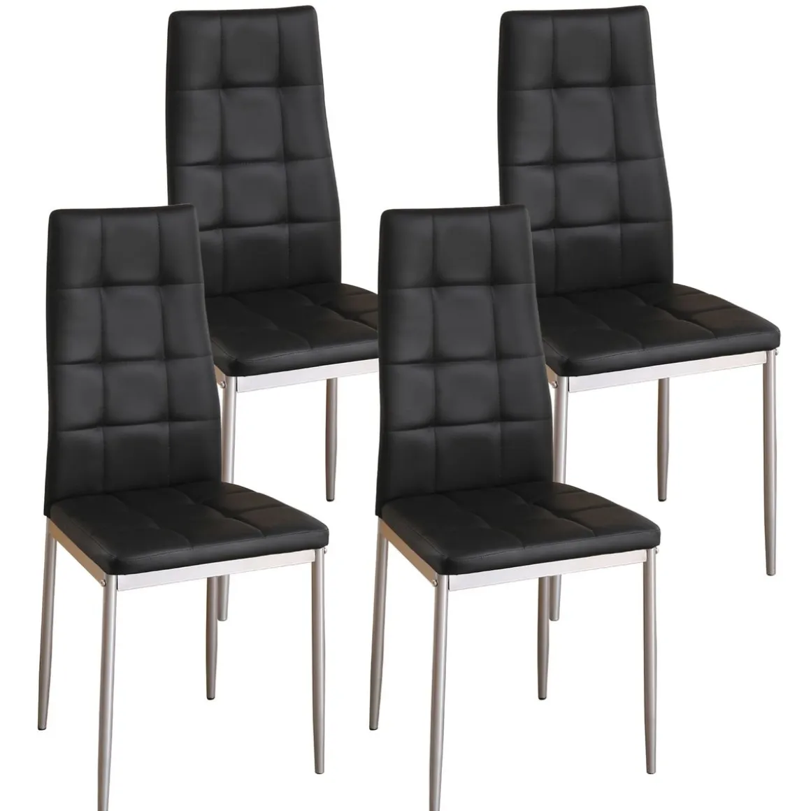 Esszimmerstuhl Leder MARC 4er Set schwarz