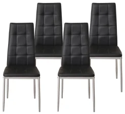 Esszimmerstuhl Leder MARC 4er Set schwarz