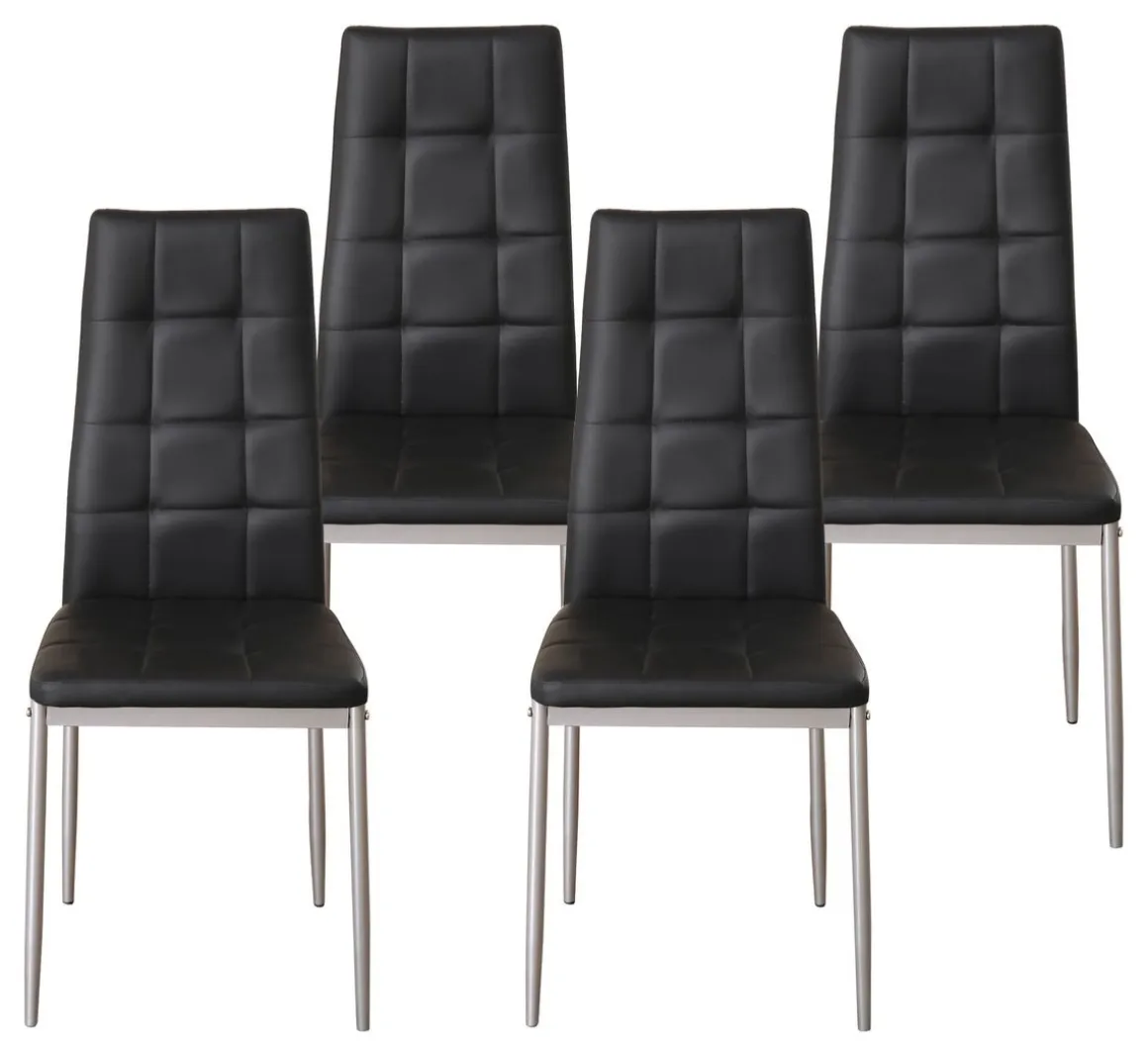 Esszimmerstuhl Leder MARC 4er Set schwarz