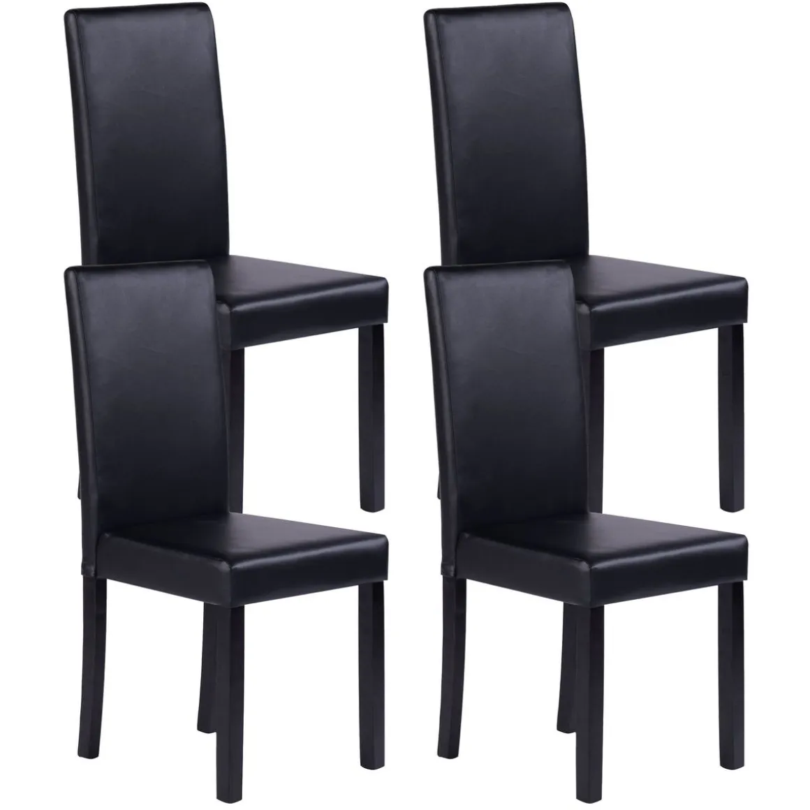 Esszimmerstuhl Leder NICK 4er Set schwarz