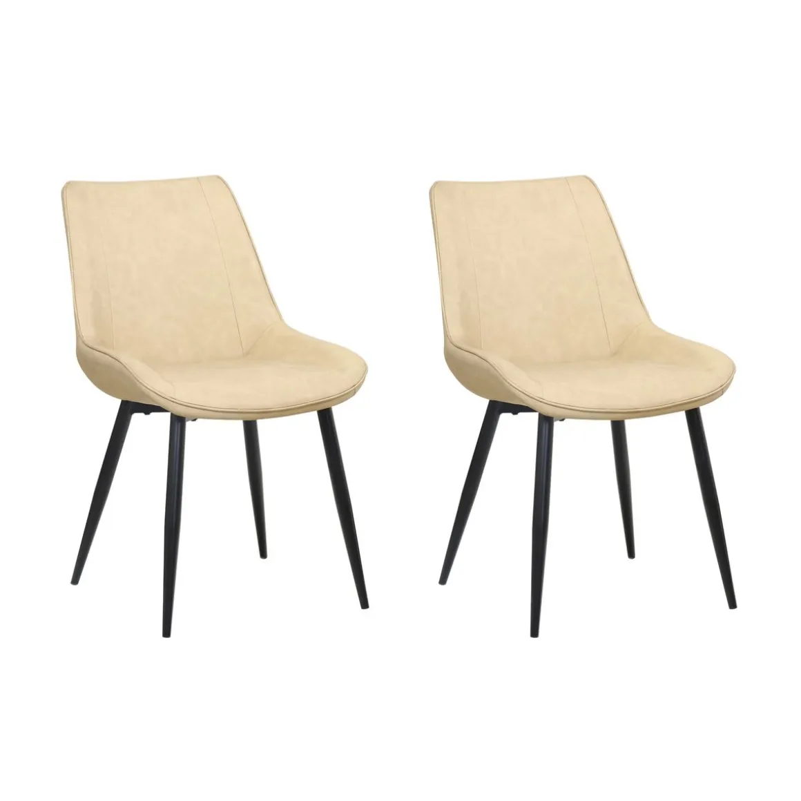 Esszimmerstuhl Leder SAM 2er Set beige