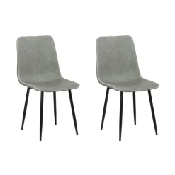 Esszimmerstuhl Leder SKY 2er Set grau