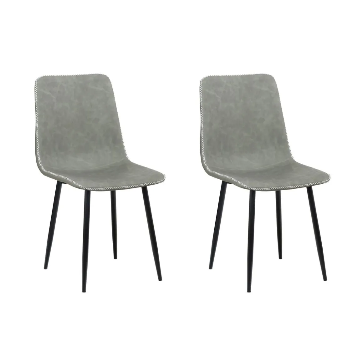 Esszimmerstuhl Leder SKY 2er Set grau