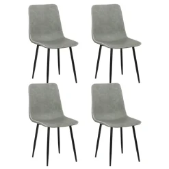 Esszimmerstuhl Leder SKY 4er Set grau