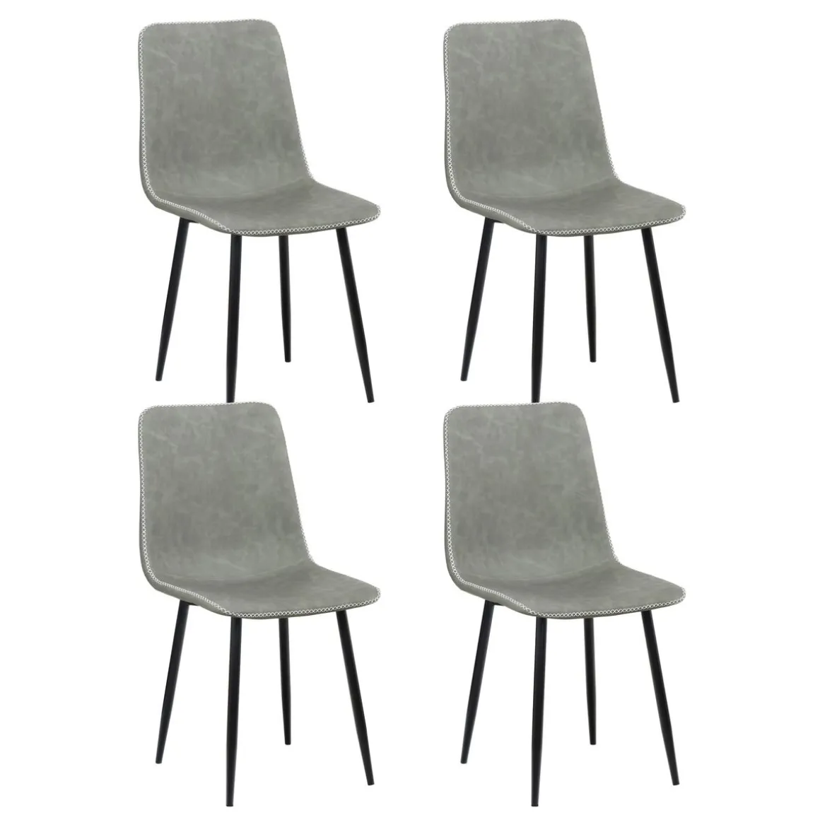 Esszimmerstuhl Leder SKY 4er Set grau