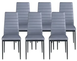 Esszimmerstuhl Leder TIM 6er Set grau