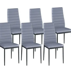 Esszimmerstuhl Leder TIM 6er Set grau