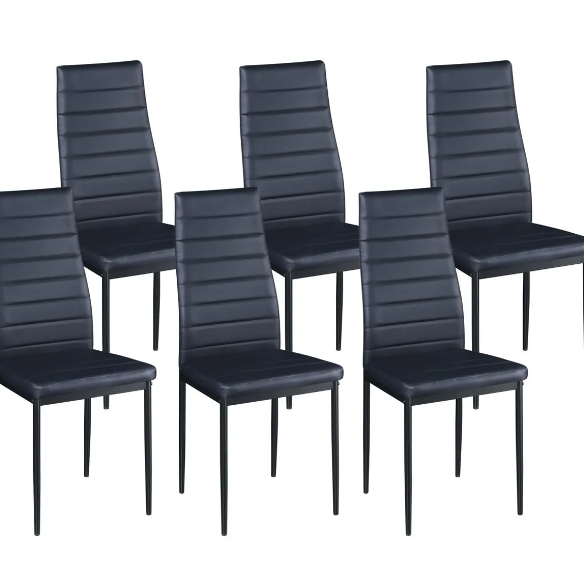Esszimmerstuhl Leder TIM 6er Set schwarz