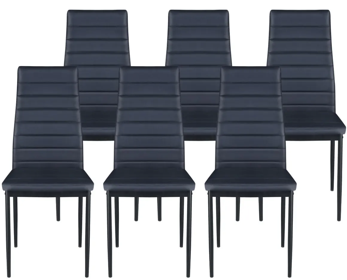 Esszimmerstuhl Leder TIM 6er Set schwarz