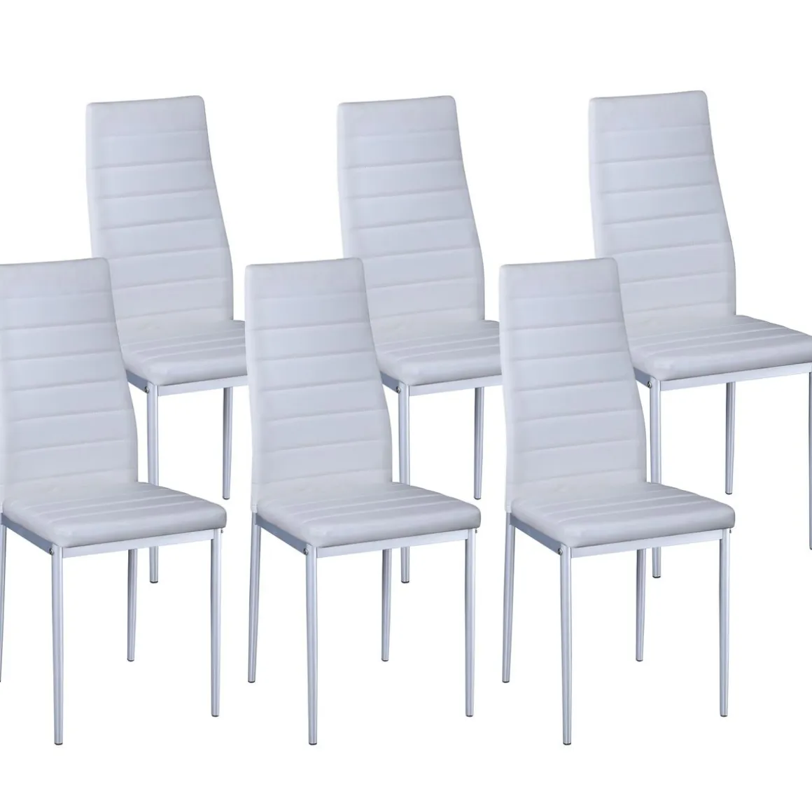 Esszimmerstuhl Leder TIM 6er Set weiss