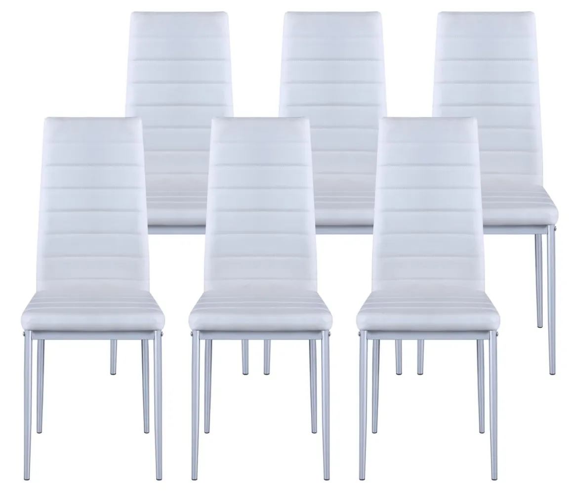Esszimmerstuhl Leder TIM 6er Set weiss