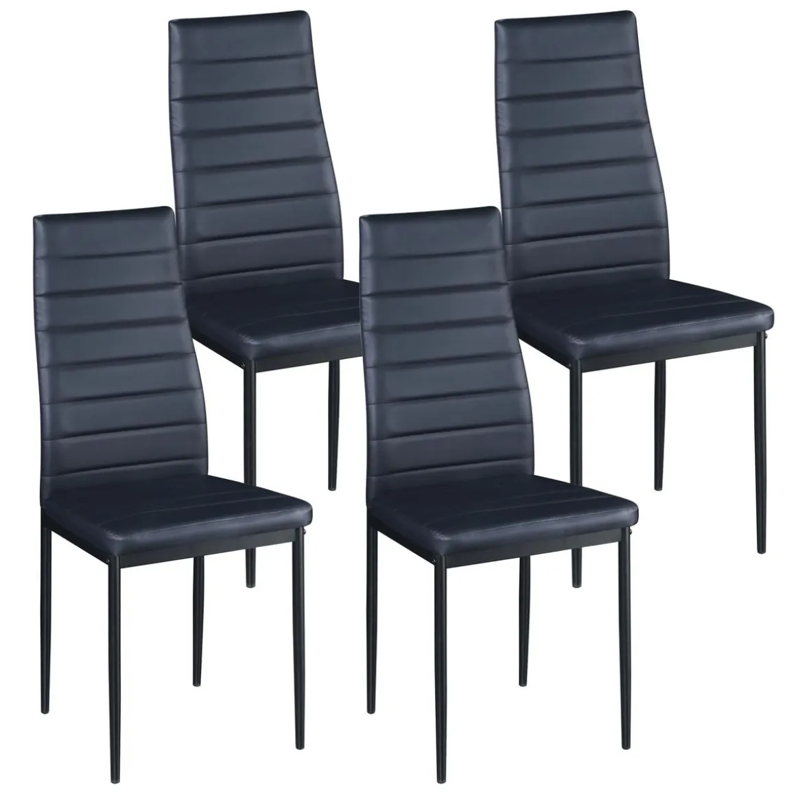 Esszimmerstuhl Leder TIM 4er Set schwarz