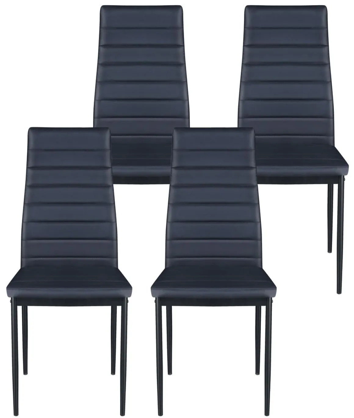 Esszimmerstuhl Leder TIM 4er Set schwarz