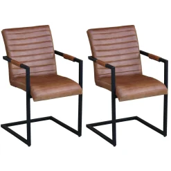 Esszimmerstuhl Leder Vintage AUDREY 2er Set braun