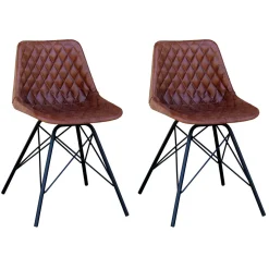 Esszimmerstuhl Leder Vintage ARIANNE 2er Set braun