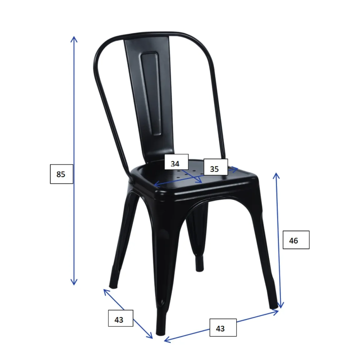 Esszimmerstuhl Metall METALUXE 4er Set schwarz