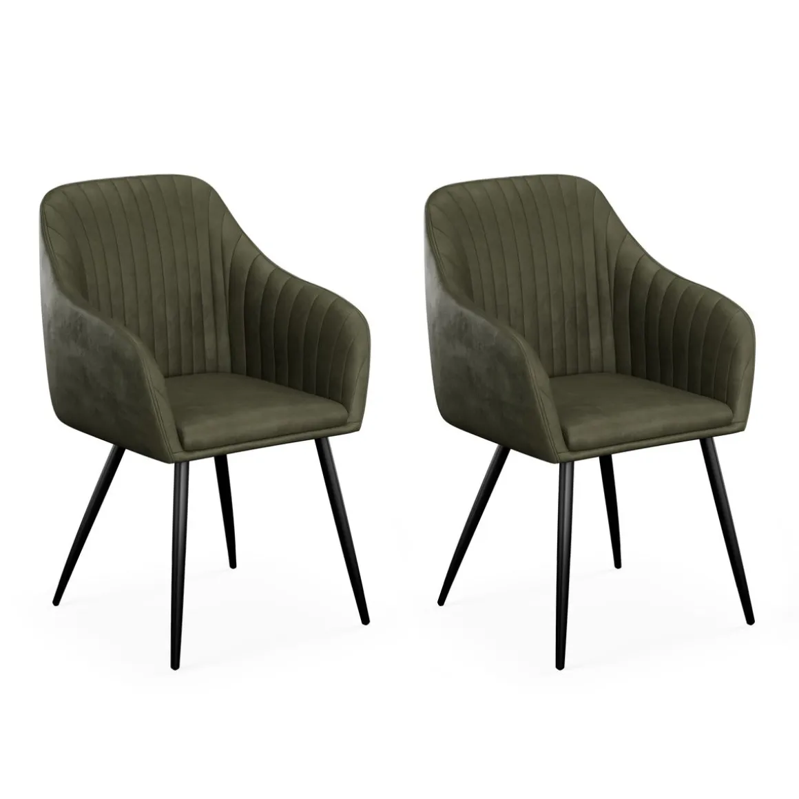 Esszimmerstuhl Samt LEE 2er Set olive