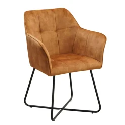 Esszimmerstuhl Samt LENA 2er Set gelbbraun