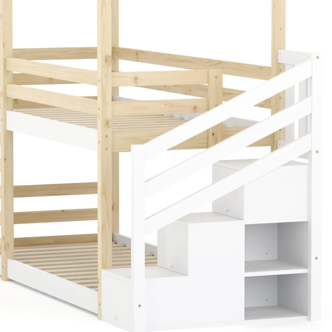 Etagenbett Hausbett DRYMOS 90 x 200 cm natur/weiss