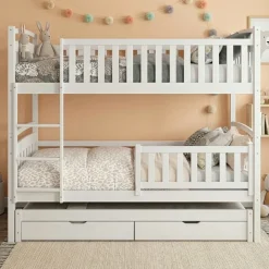 Etagenbett JULIETTE mit Ausziehfunktion 90 x 200 cm weiss