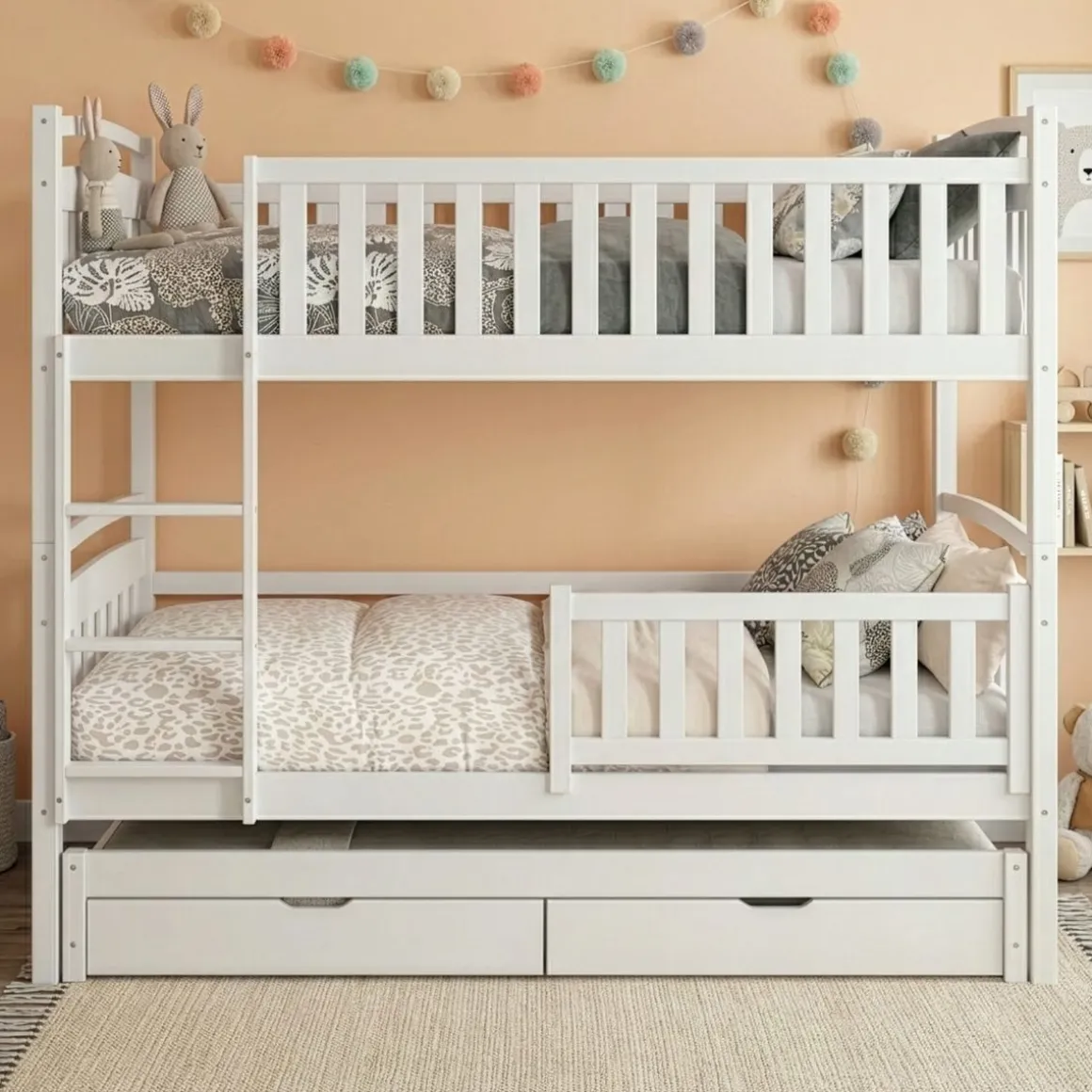 Etagenbett JULIETTE mit Ausziehfunktion 90 x 200 cm weiss
