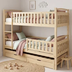Etagenbett JULIETTE mit Ausziehfunktion 90 x 200 cm natur