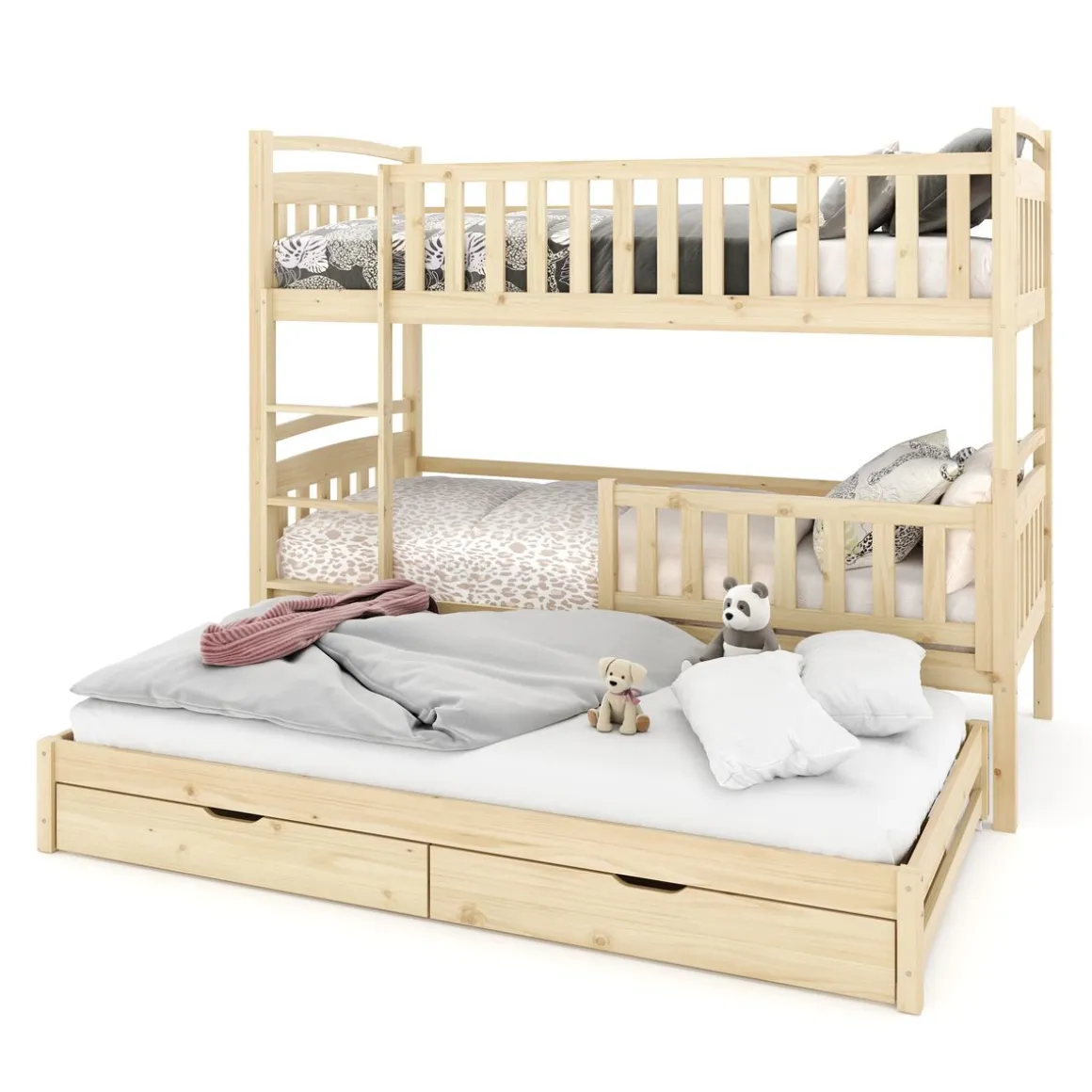 Etagenbett JULIETTE mit Ausziehfunktion 90 x 200 cm natur