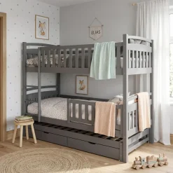 Etagenbett JULIETTE mit Ausziehfunktion 90 x 200 cm anthrazit