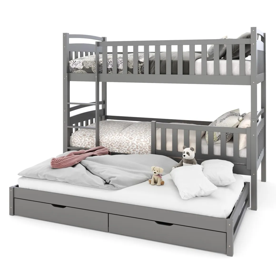 Etagenbett JULIETTE mit Ausziehfunktion 90 x 200 cm anthrazit
