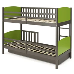 Etagenbett mit Stauraum JOHNNY 90 x 200 cm grün/grau