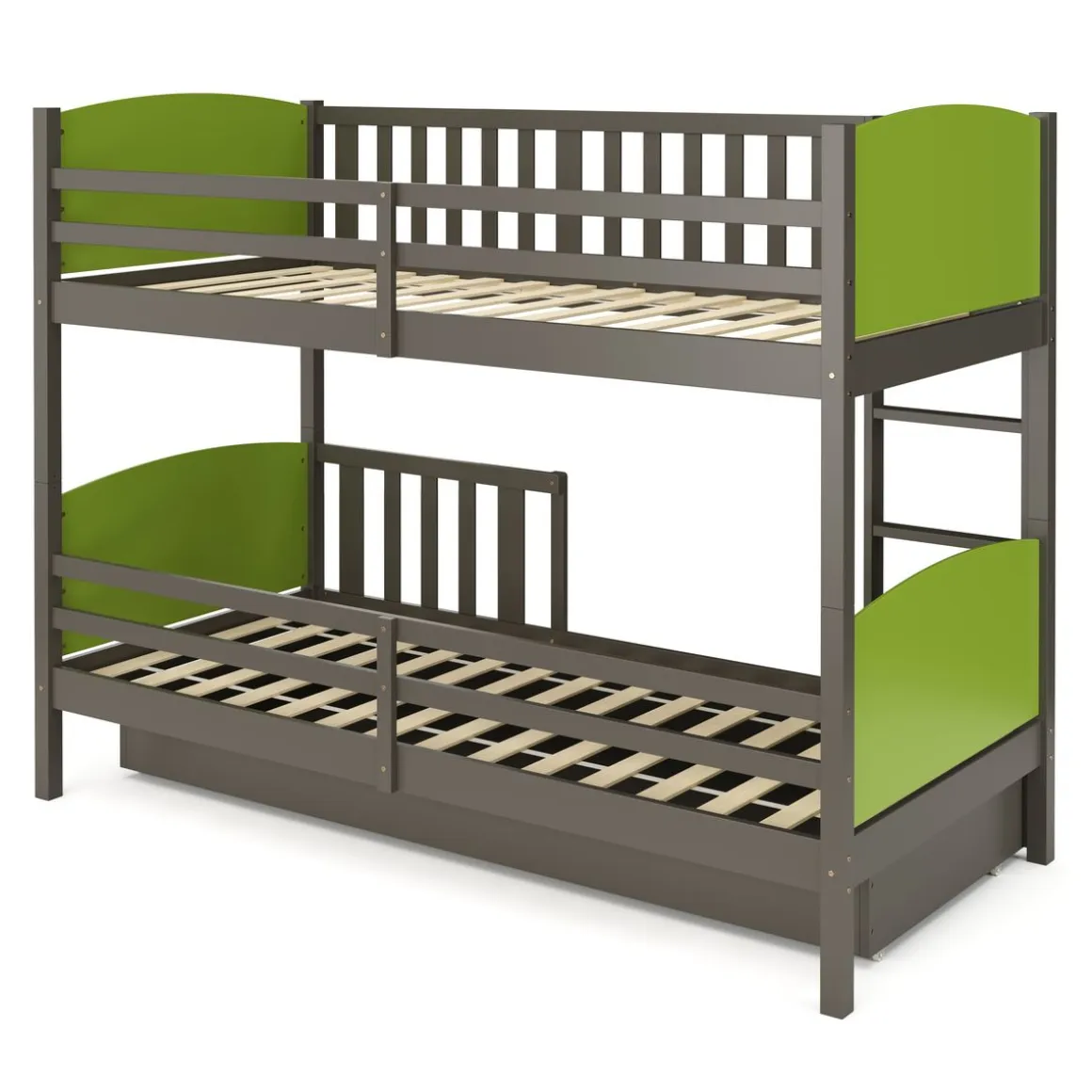 Etagenbett mit Stauraum JOHNNY 90 x 200 cm grün/grau